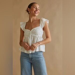 American Threads-Ashton Ruffle Sleeve Babydoll Top